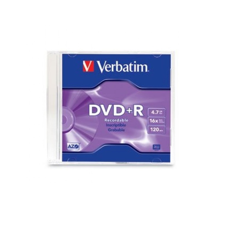 DVD+R VERBATIM 16X 4.7GB SINGLE SLIM CASE VB95059