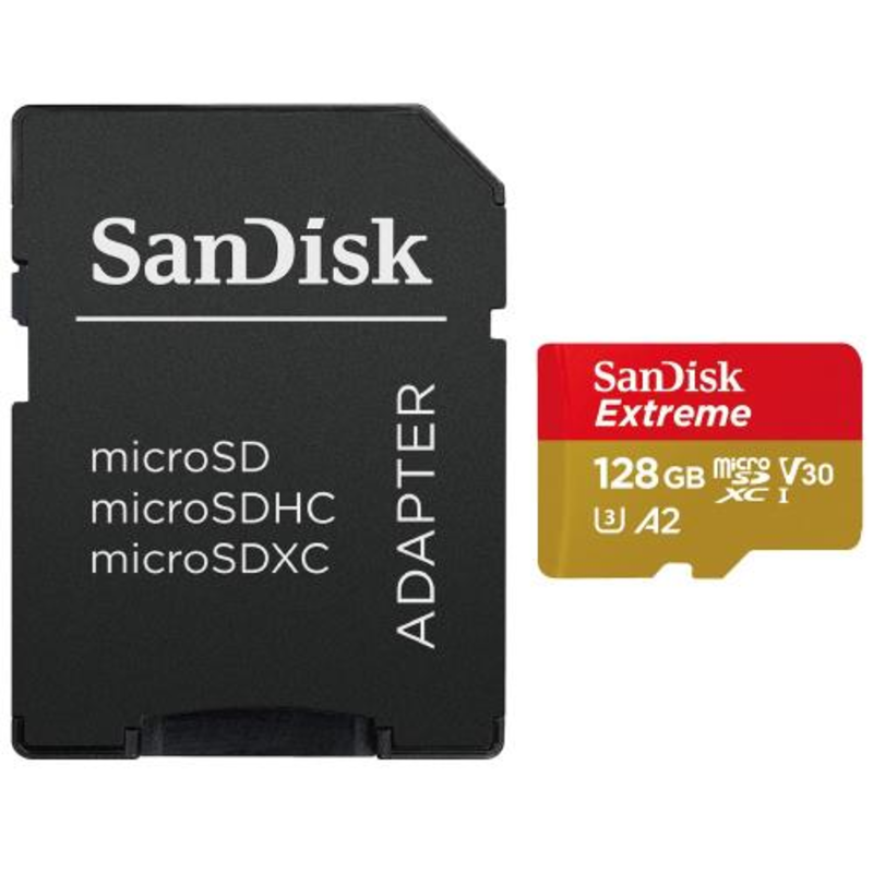 MEMORIA SANDISK MICRO SDHC EXTREME 128GB A2 V30 U3 (SDSQXAA-128G-GN6MA