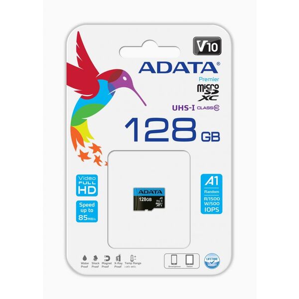 MEMORIA MICRO SDXC ADATA 128GB UHS-I CL10 A1 (AUSDX128GUICL10A1-RA1)