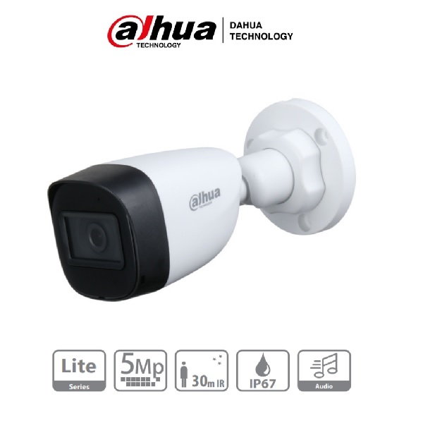 CAMARA DAHUA BALA DE 5 MPX/MICROF/LENTE 2.8MM/IR 30 MTS/STARLIGHT/IP67 (DH-HAC-HFW1500CN-A-0280B-S2)