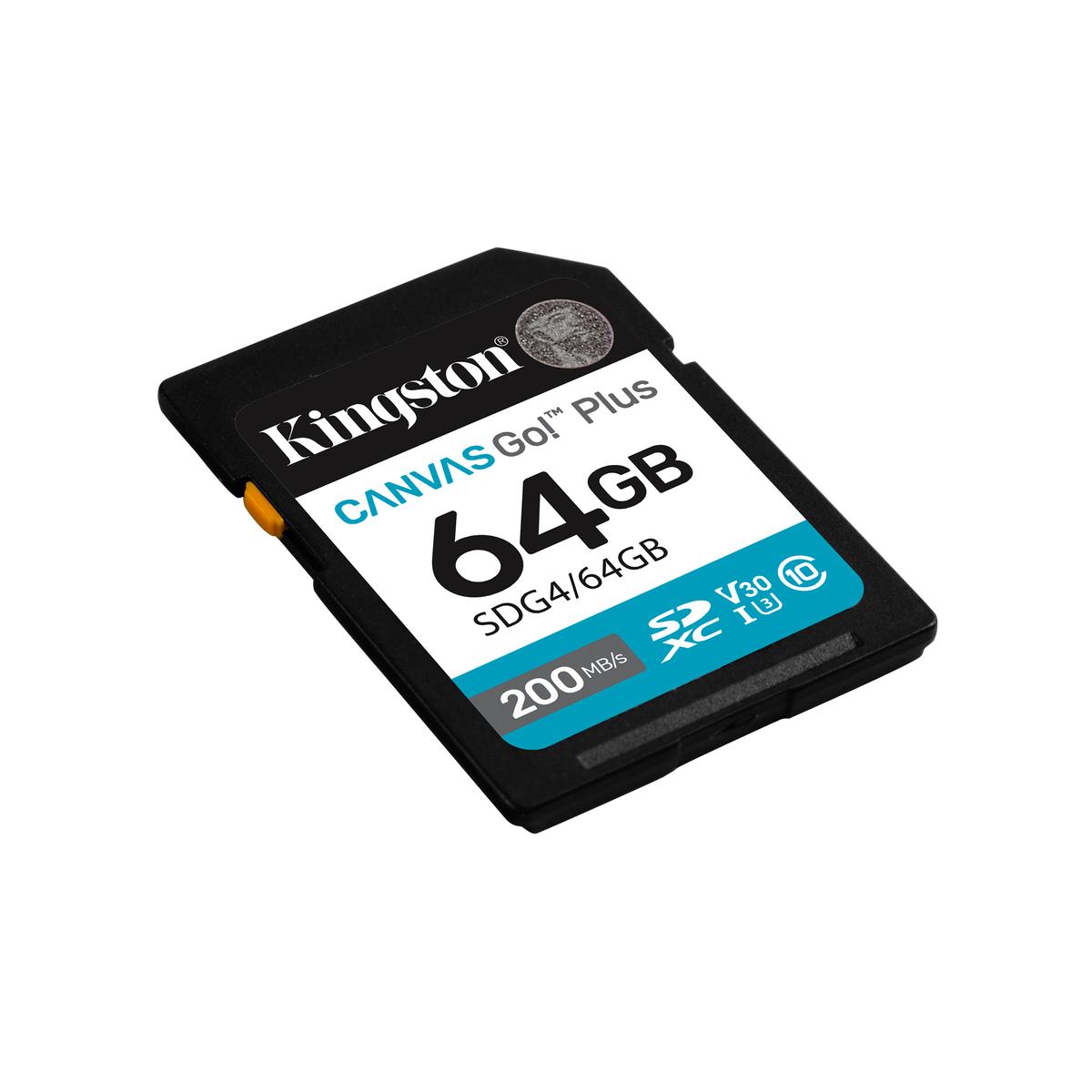 MEMORIA SDXC KINGSTON 64GB CANVAS GO PLUS G4 C10 UHS-I V30 (SDG4/64GB)