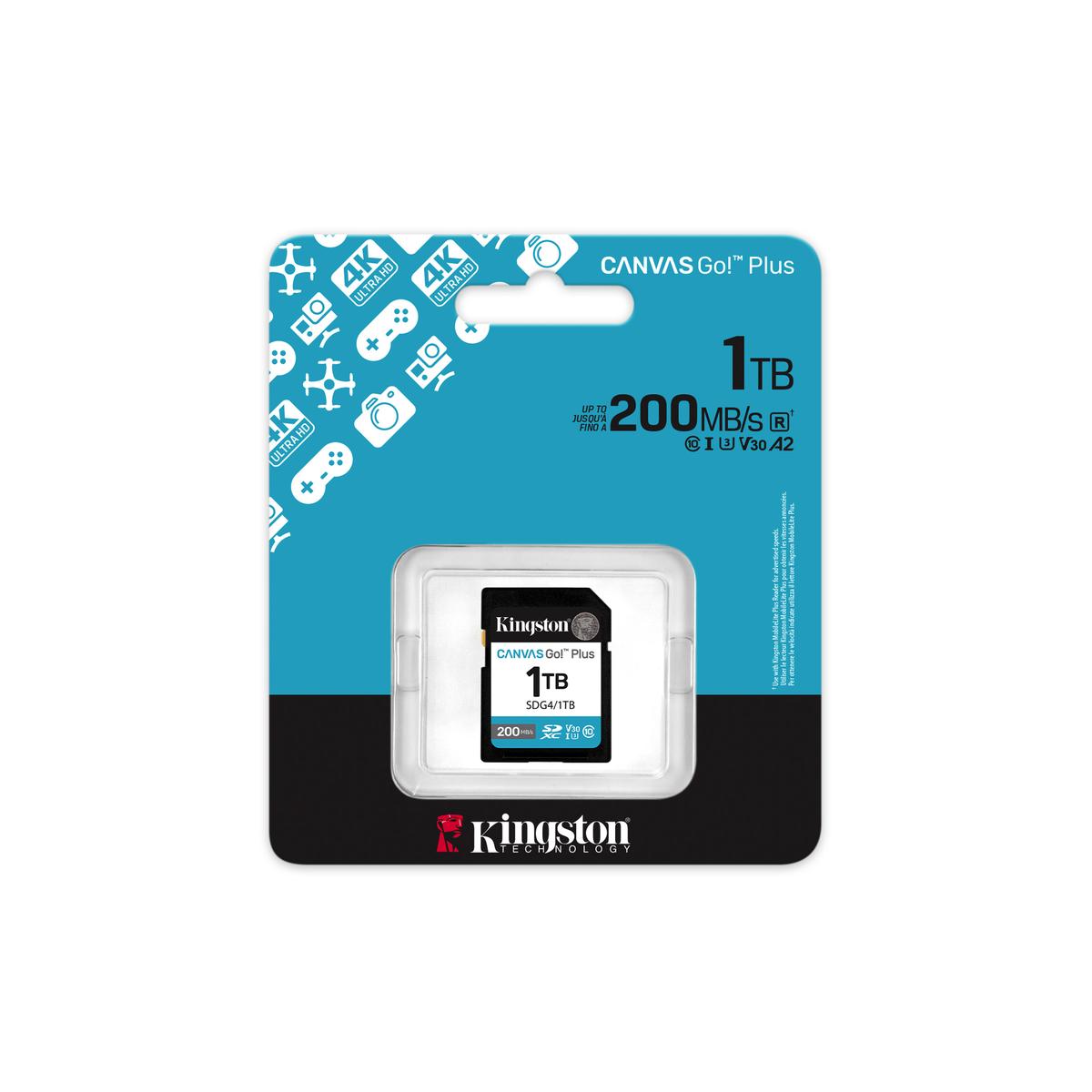 MEMORIA SDXC KINGSTON 1TB CANVAS GO PLUS G4 C10 UHS-I V30 (SDG4/1TB)