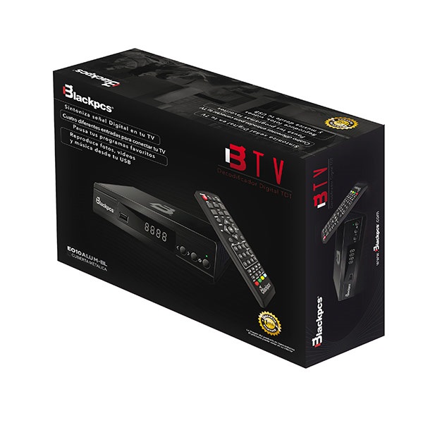 DECODIFICADOR TV BLACKPCS ALUMINIO HDMI USB COAXIAL CONT (E010ALUM-BL)