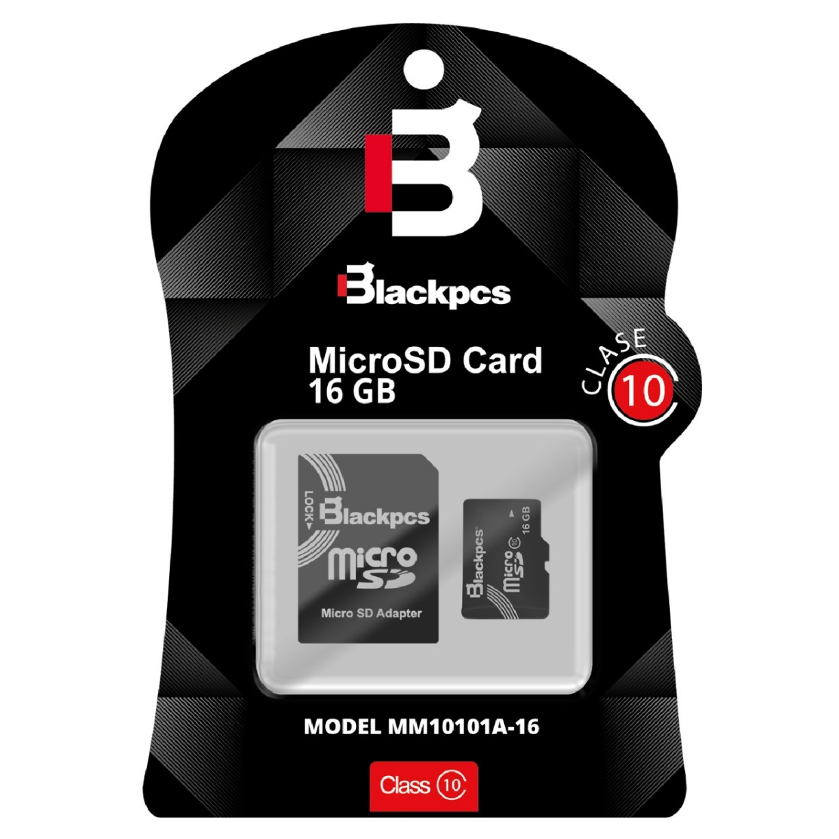 MEMORIA MICRO SD BLACKPCS CL10 16GB C/ADAPTADOR (MM10101A-16)