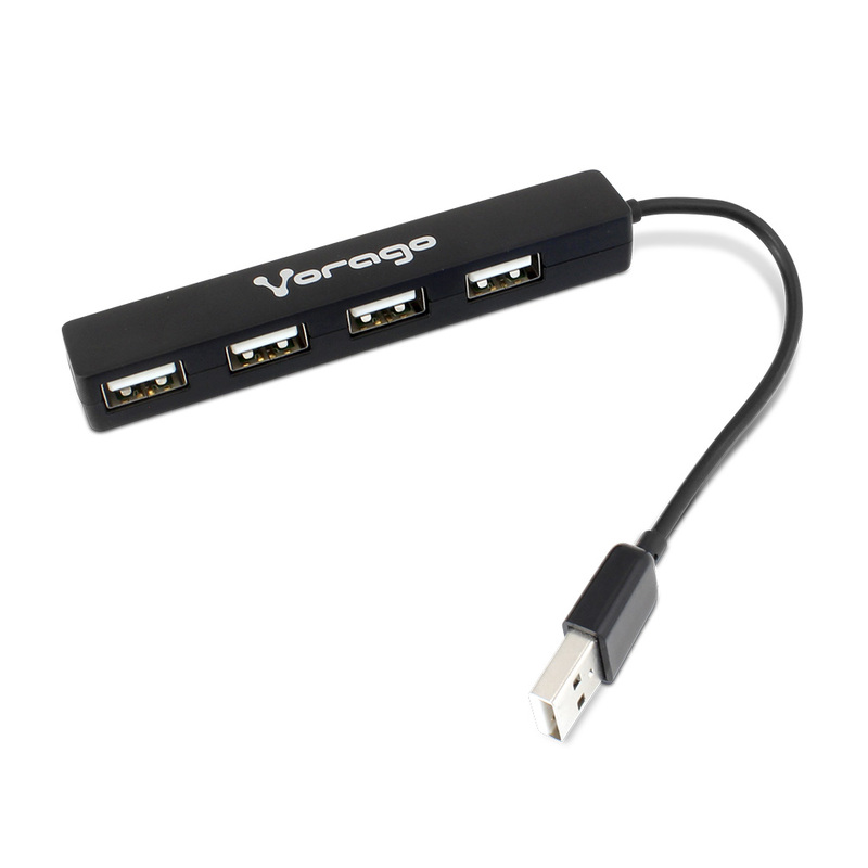 HUB USB VORAGO EXTENSOR A 4 PUERTOS 2.0 HEMBRA SLIM NEGRO HU-100