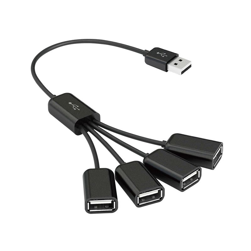 HUB USB VORAGO CON EXTENSION 4 PUERTOS 2.0 (PULPO) 1 MT NEGRO HU-101