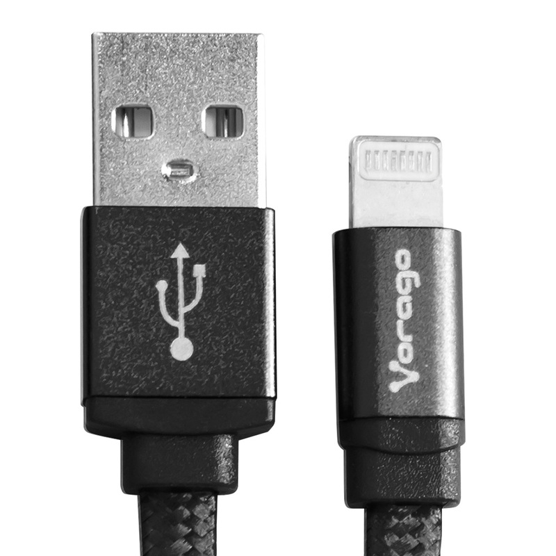 CABLE VORAGO USB-APPLE LIGHTNING (8 PINES) 1 METRO NEGRO CAB-119-BK