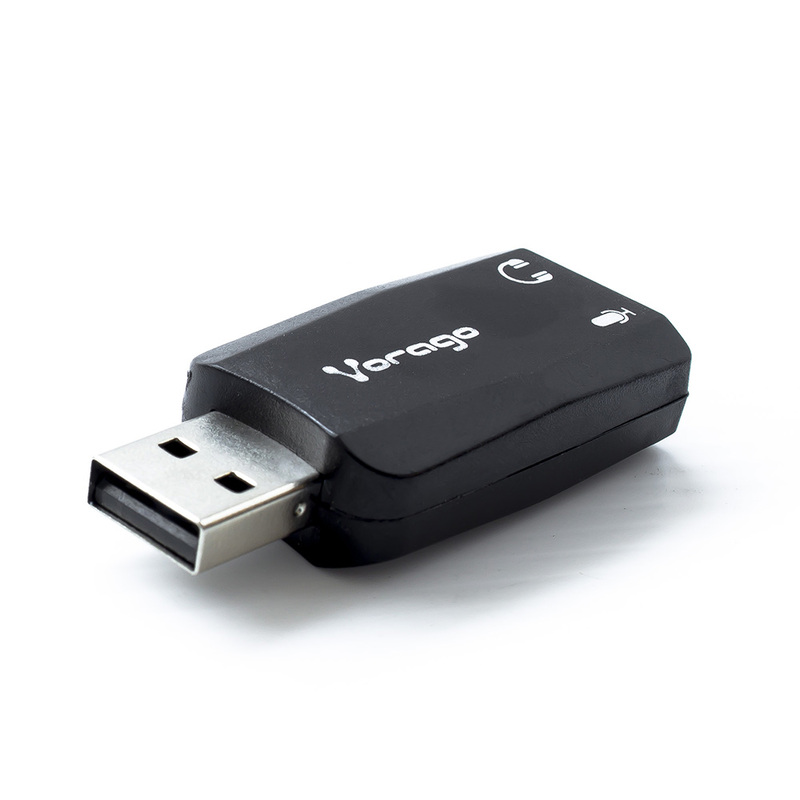 ADAPTADOR VORAGO USB- AUDIO 5.1 CANALES 3.5MM SALIDA MICROFONO ADP-201