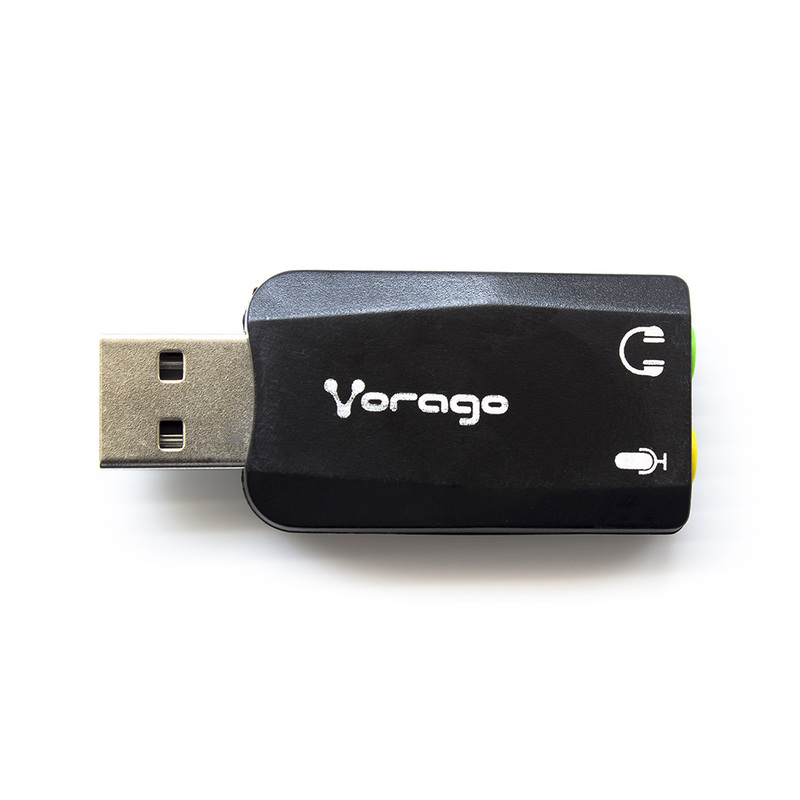 ADAPTADOR VORAGO USB- AUDIO 5.1 CANALES 3.5MM SALIDA MICROFONO ADP-201