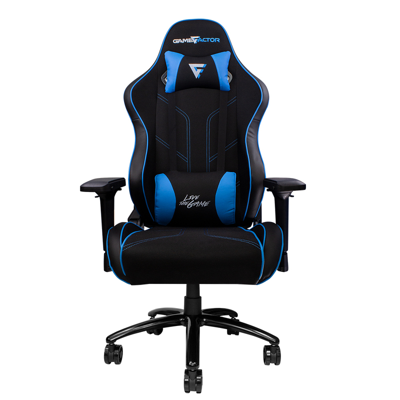 SILLA GAME FACTOR TELA RECLINABLE 4D, METAL NEGRA/AZUL CGC600-BL