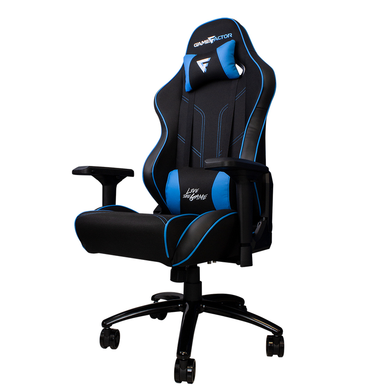 SILLA GAME FACTOR TELA RECLINABLE 4D, METAL NEGRA/AZUL CGC600-BL