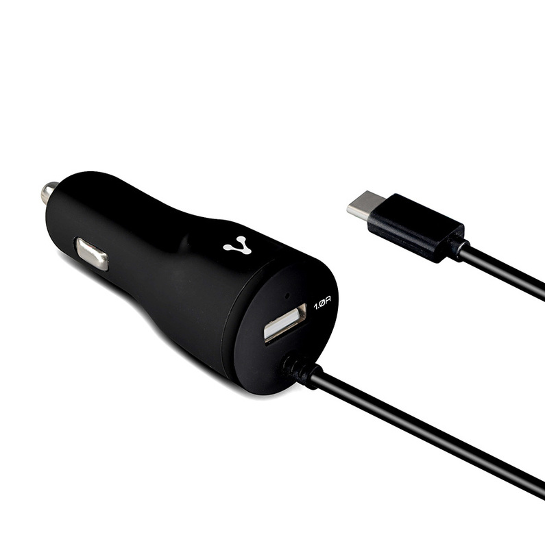 CARGADOR PARA AUTO VORAGO 1XUSB 2.0 + CABLE MICRO USB 2.4 A NEGRO AU-303