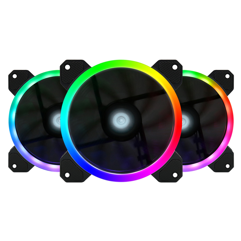 KIT DE 3 x VENTILADORES GAME FACTOR, CONTROLADOR, DOBLE ANILLO FKG400