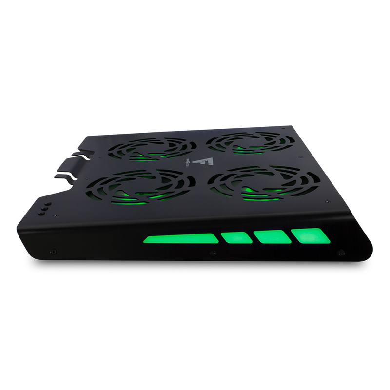 BASE ENFRIADORA GAME FACTOR 4 VENT RGB, USB, ALUMINIO, NEGRO CPG400