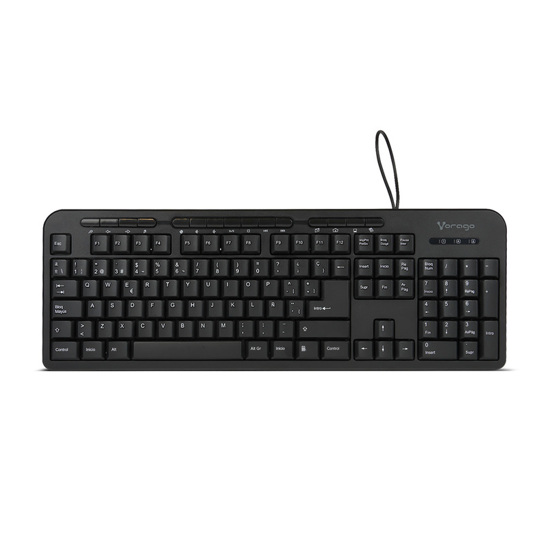 TECLADO VORAGO ALAMBRICO 105+15 TECLAS MULTIMEDIA USB ESPAÑOL KB-204