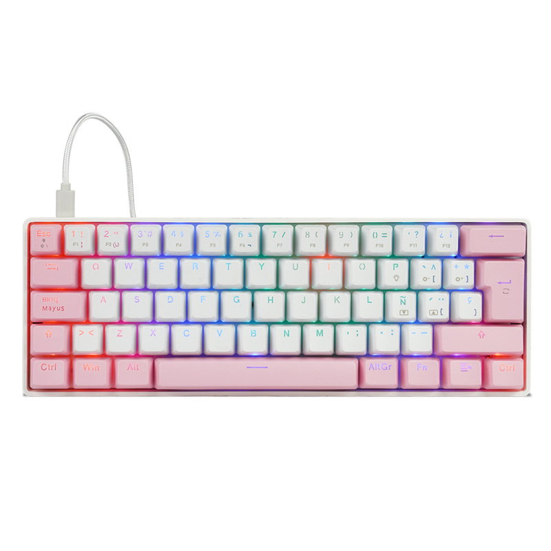 TECLADO MECANICO GAME FACTOR 60% RGB SWITCH RED USB TIPO C KBG560-WH
