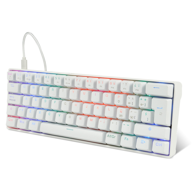 TECLADO MECANICO GAME FACTOR 60% RGB SWITCH RED USB TIPO C KBG560-WH
