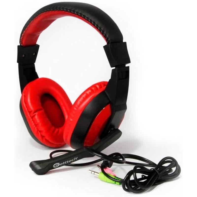 (OPEN BOX)DIADEMA HEADSET GETTTECH GH-2100 STREAM 3.5MM/C MIC/NEGRO/C ROJO