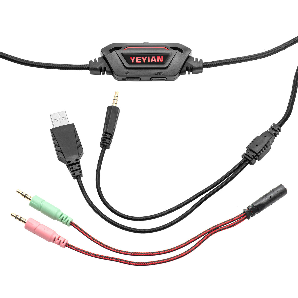 (REPARADO) DIADEMA YEYIAN YDV-33403 VICIOUS USB/3.5MM/RGB/NEGRO