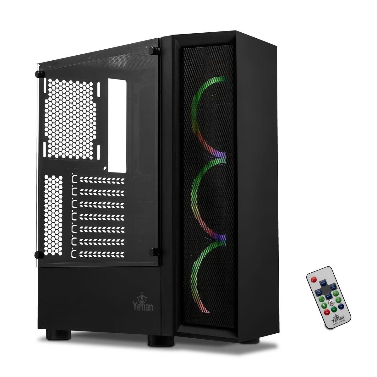 EDGABINETE YEYIAN GAMER YCH-ATAB-01BK VENTLE ATX 3 VENT ARGB C/T LAT - Código: YCH-ATAB-01BK-ED | Compra en Guadalajara