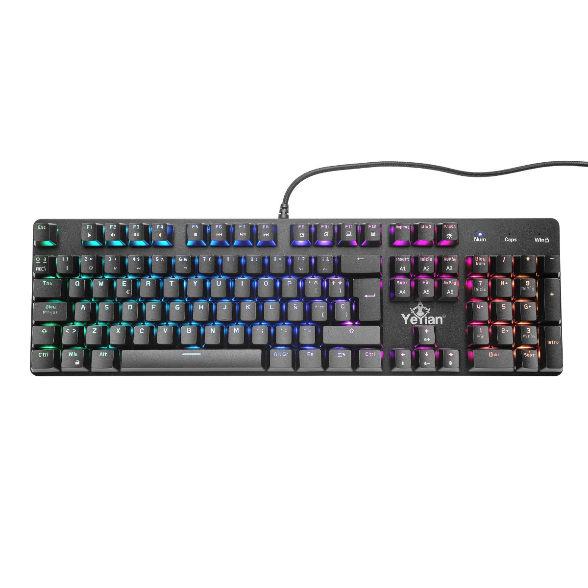 (ED) TECLADO GAMER YEYIAN YKM-ERGB-01 KUSARI MECANIC SWITCH ROJO RGB