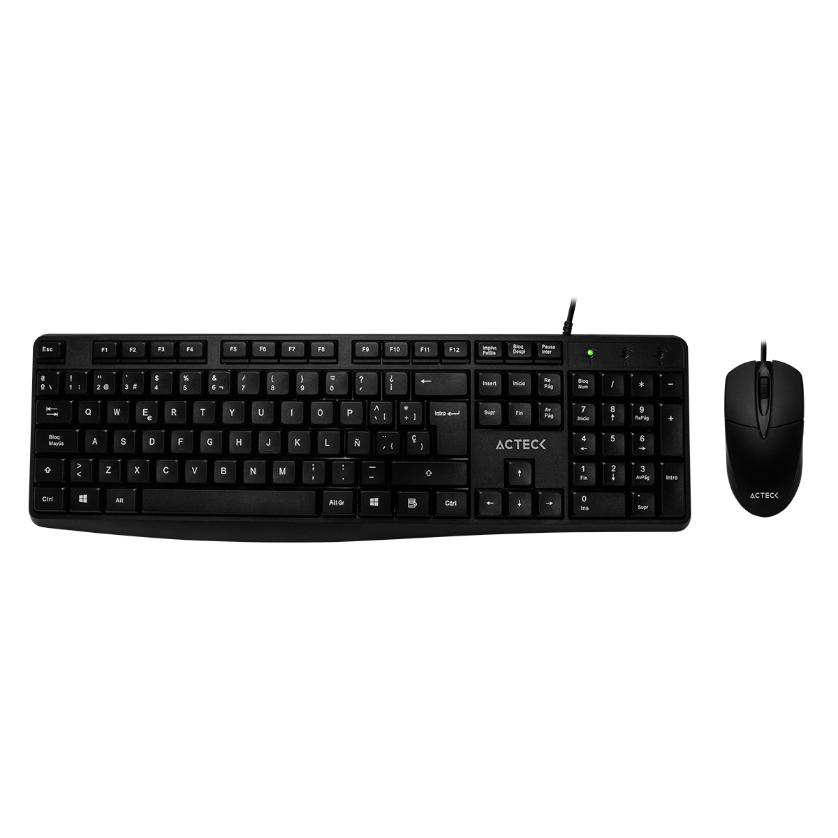 KIT ACTECK TECLADO ESTANDAR / MOUSE ALAMBRICO USB NEGRO AC-928984