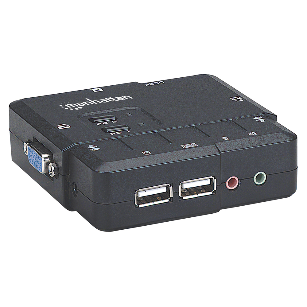 MUX KVM DESKTOP MANHATTAN USB 2:1 CON CABLES+AUDIO 151252