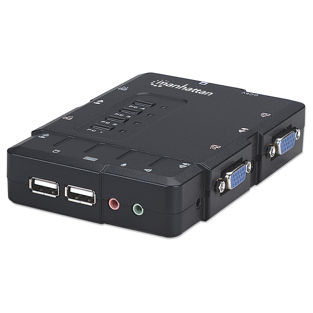 MUX KVM MINI USB 4:1 MANHATTAN CON CABLES + AUDIO 151269