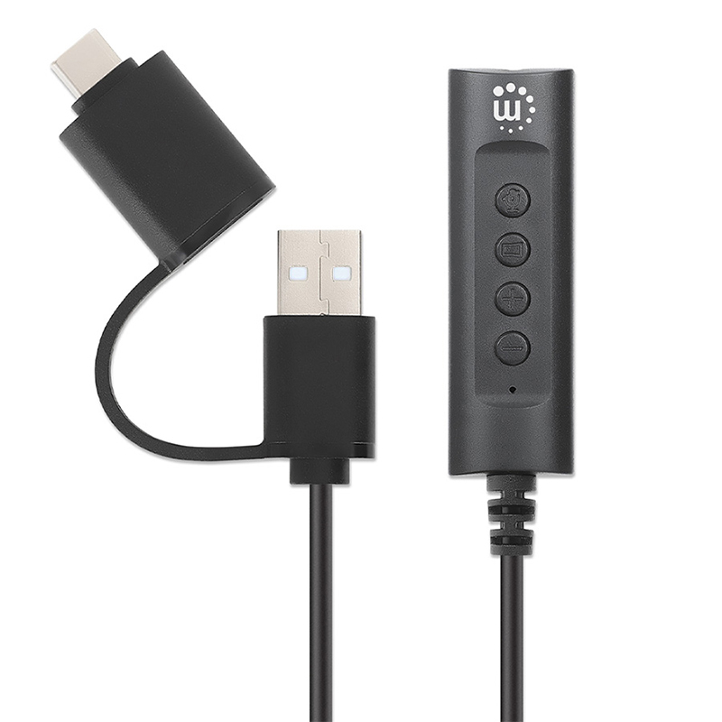 CONVERTIDOR USB A/USB C A TARJETA DE SONIDO+CONTROL MANHATTAN 153560