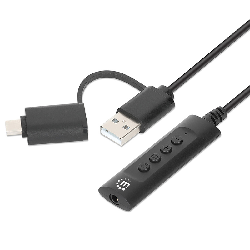 CONVERTIDOR USB A/USB C A TARJETA DE SONIDO+CONTROL MANHATTAN 153560