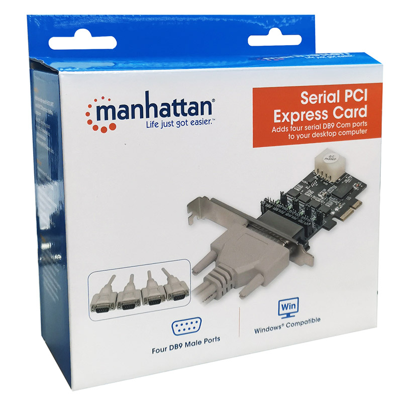TARJETA MANHATTAN SERIAL PCI EXPRESS DE 4 PUERTOS DB9 MACHO 153584