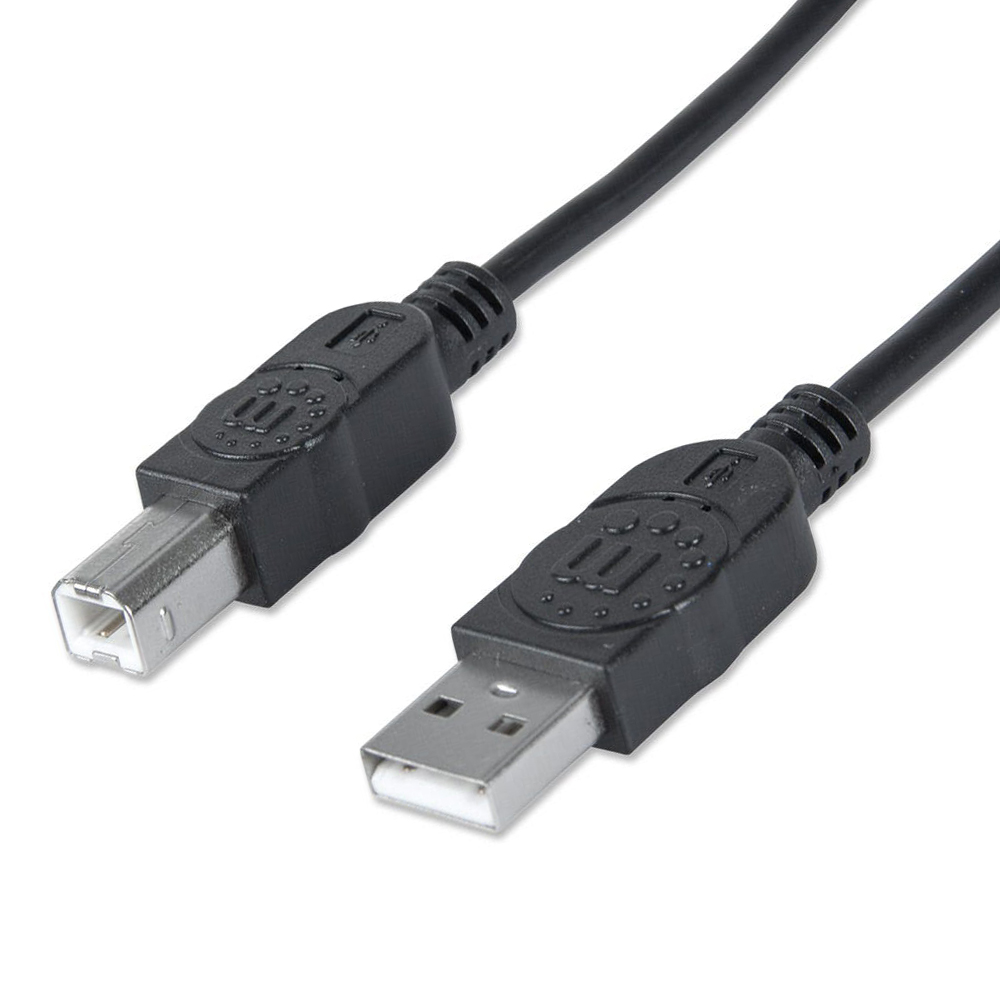 CABLE USB MANHATTAN V2.0 A-B  3.0M, NEGRO 333382