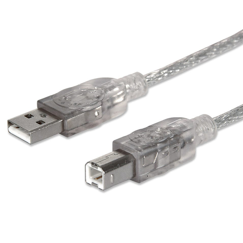 CABLE USB V2.0 MANHATTAN A-B  1.8M PLATA 333405