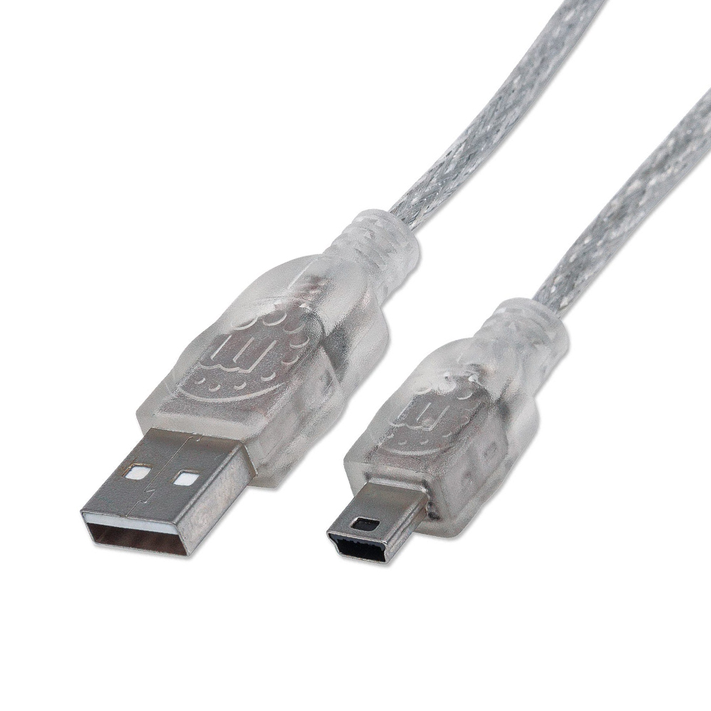 CABLE USB V2.0 MANHATTAN A-MINI B  1.8M PLATA  333412