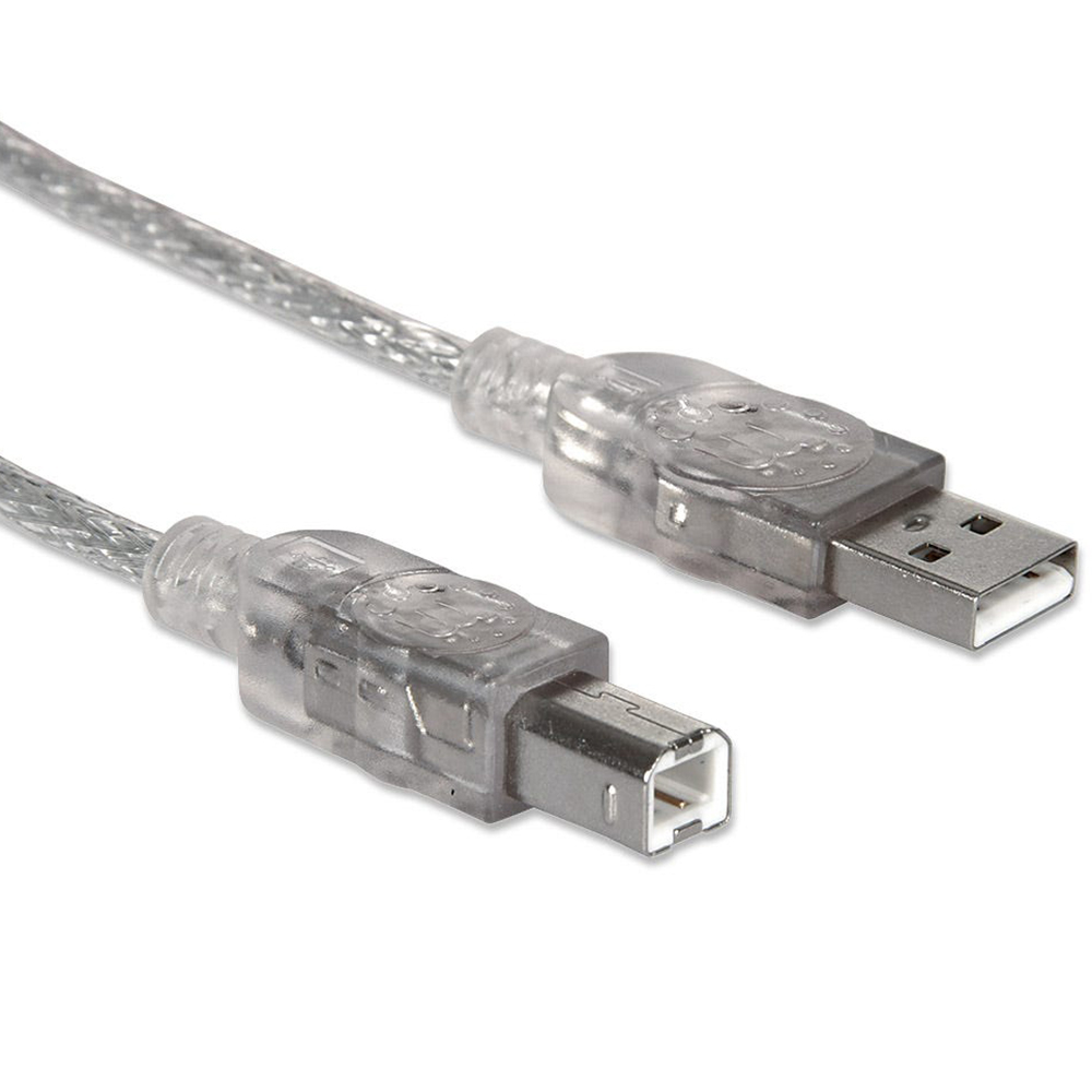CABLE USB V2.0 MANHATTAN A-B  3.0M, PLATA 340458