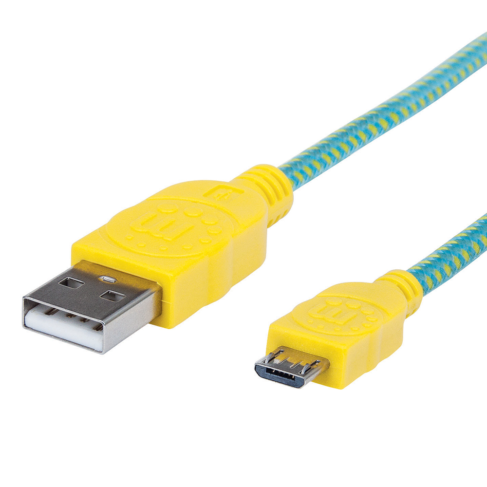 CABLE MANHATTAN USB V2.0 A-MICRO B 1.0M TEXTIL TURQUESA/AMARI 352710