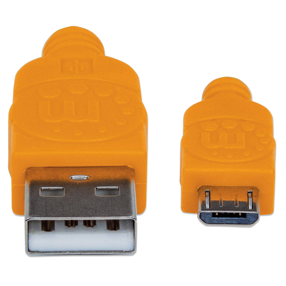 CABLE MANHATTAN USB V2 A-MICRO B 1.0M TEXTIL NARANJA/AZUL BOLSA 352734