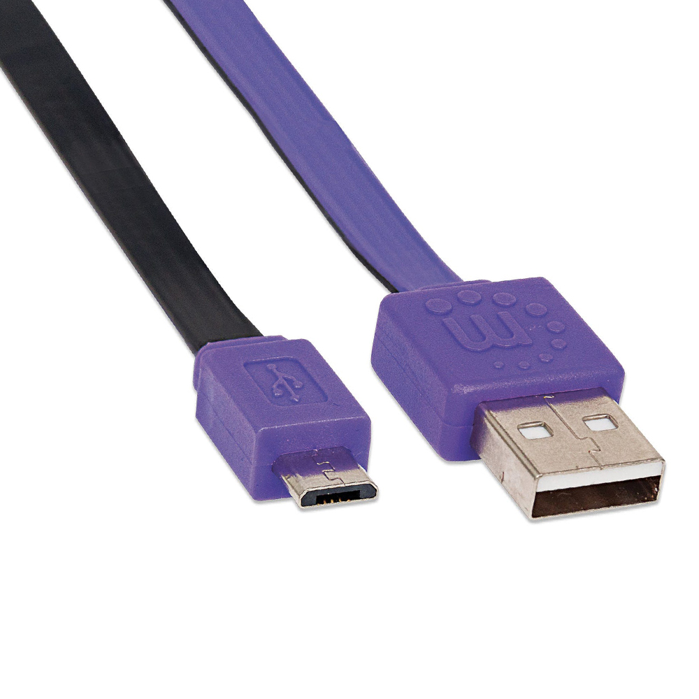 CABLE USB MANHATTAN V2.0 A-MICRO B 1.0M PLANO NEGRO/MORADO 391368
