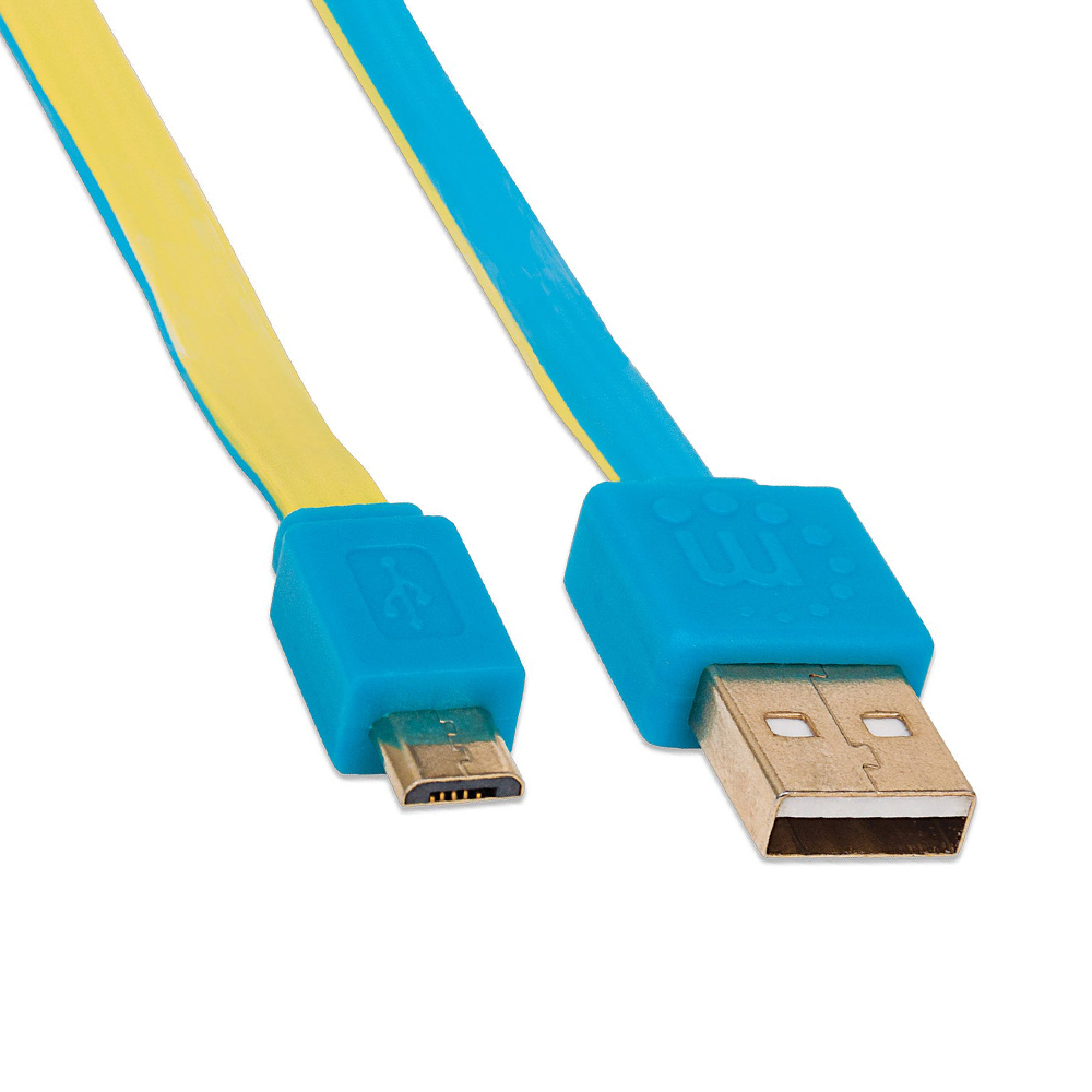 CABLE USB MANHATTAN V2.0 A-MICRO B 1.0M PLANO AZUL/AMARILLO 391436