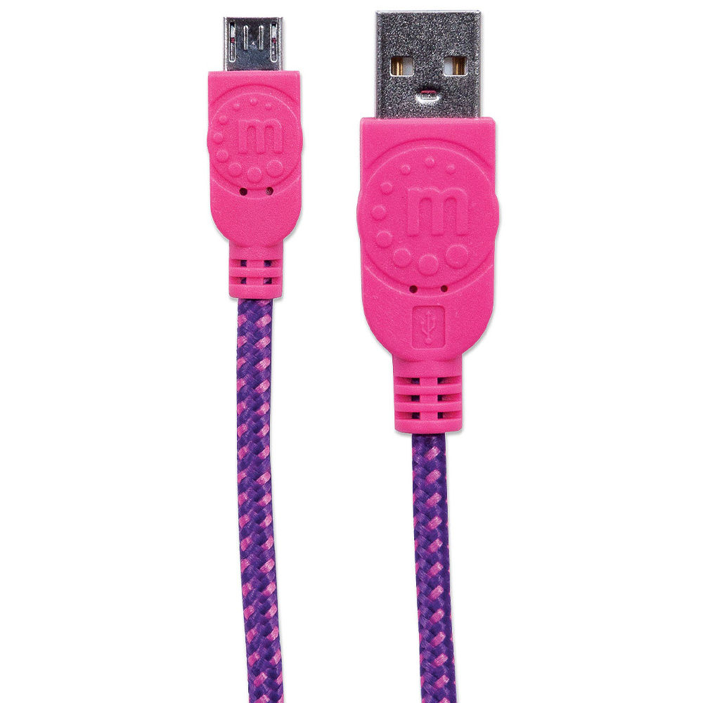 CABLE MANHATTAN USB V2 A-MICRO B 1M TEXTIL ROSA/MORADO BLISTER 394048
