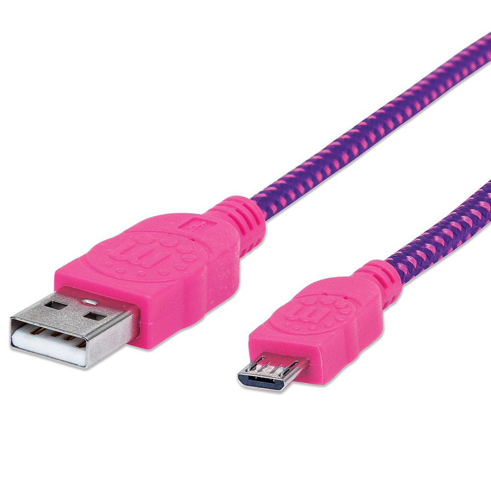 CABLE MANHATTAN USB V2 A-MICRO B 1M TEXTIL ROSA/MORADO BLISTER 394048