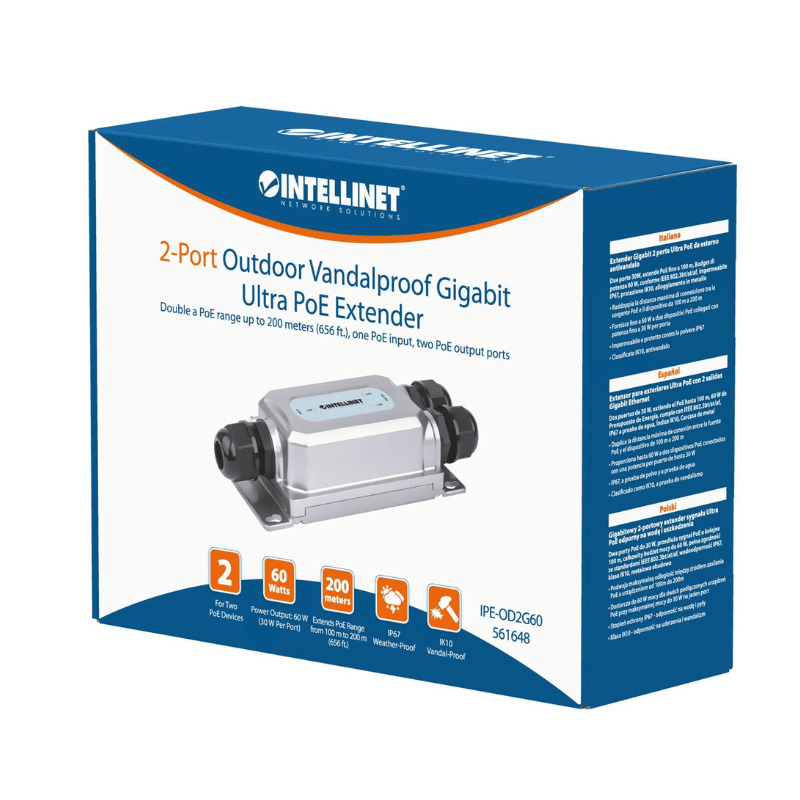 EXTENSOR POE INTELLINET 1:2 PTOS HASTA 200MTS GB 60W (561648)