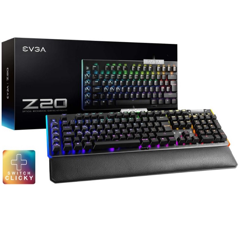 TECLADO GAMER EVGA Z20 RGB MECANICO SWITCH CLICKY BK (812-W1-20SP-K2)