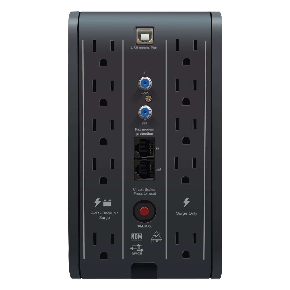 CDP R-SMART1510 1500VA/900W UPS (NO BREAK) INTERACTIVA AVR 10 SALIDAS, 560 JOULES, PROTECCION RJ45, LCD, SOFTWARE 120 VAC (ED)