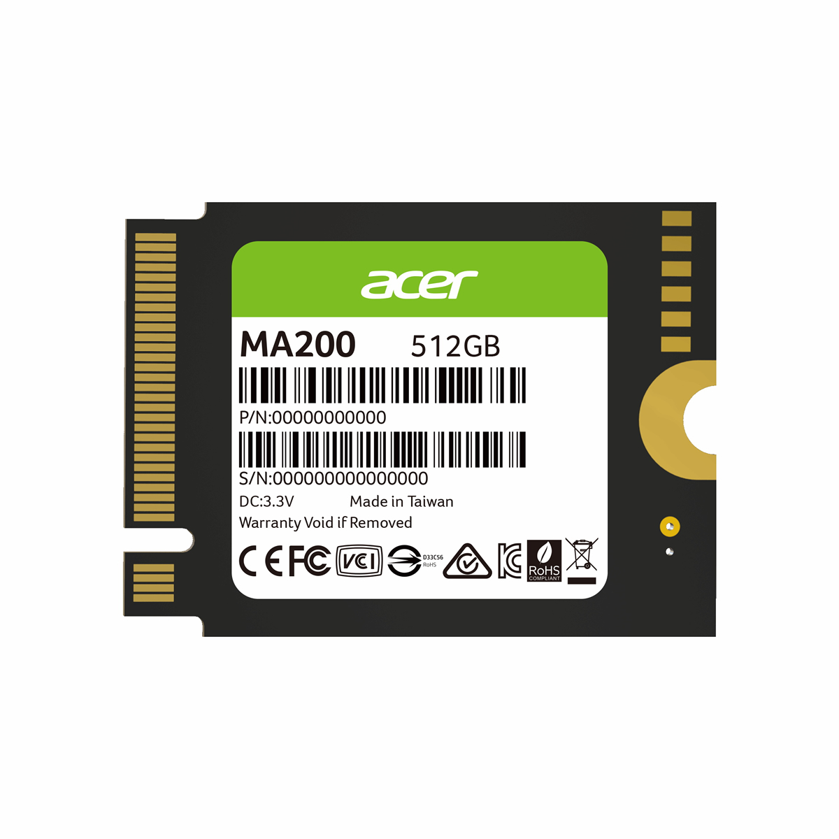 UNIDAD SSD ACER MA200 500GB M.2 NVME 2230 GEN4 5200MB/S (BL.9BWWA.153)