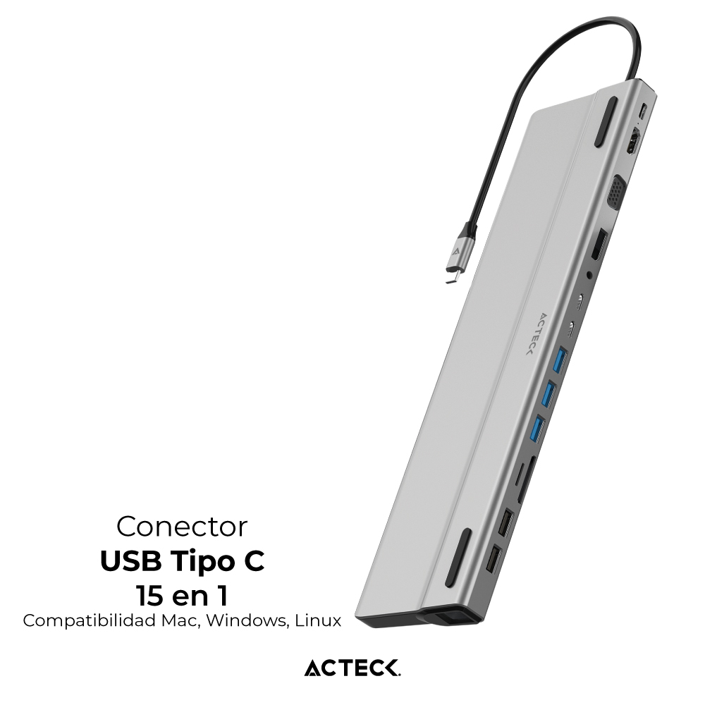 DOCKING STATION USB TYPE C 14 IN 1 PORTX DH690 WIN/MAC PLATA AC-932950