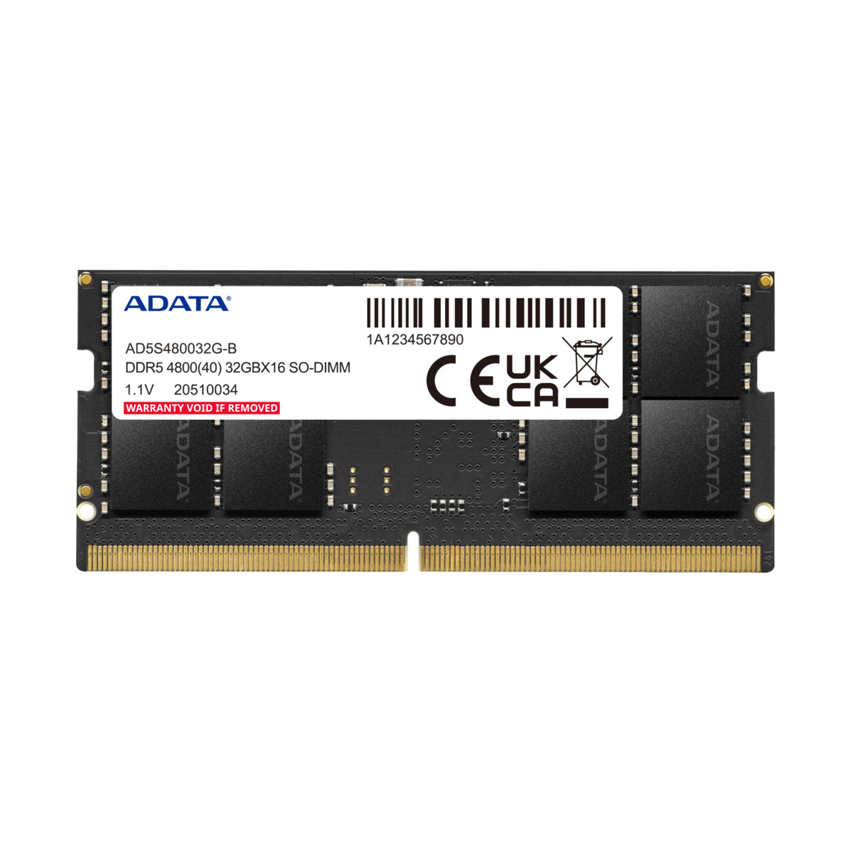 MEMORIA RAM DDR5 ADATA 4800HZ 8GB SODIMM CL40 1.1V (AD5S48008G-S)