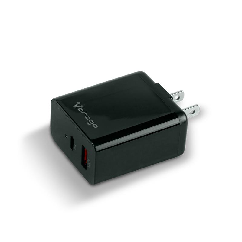 (ED) CARGADOR PARA PARED QUICK CHARGE 3.0A PD 20W USB A Y C NEGRO AU-350-BK