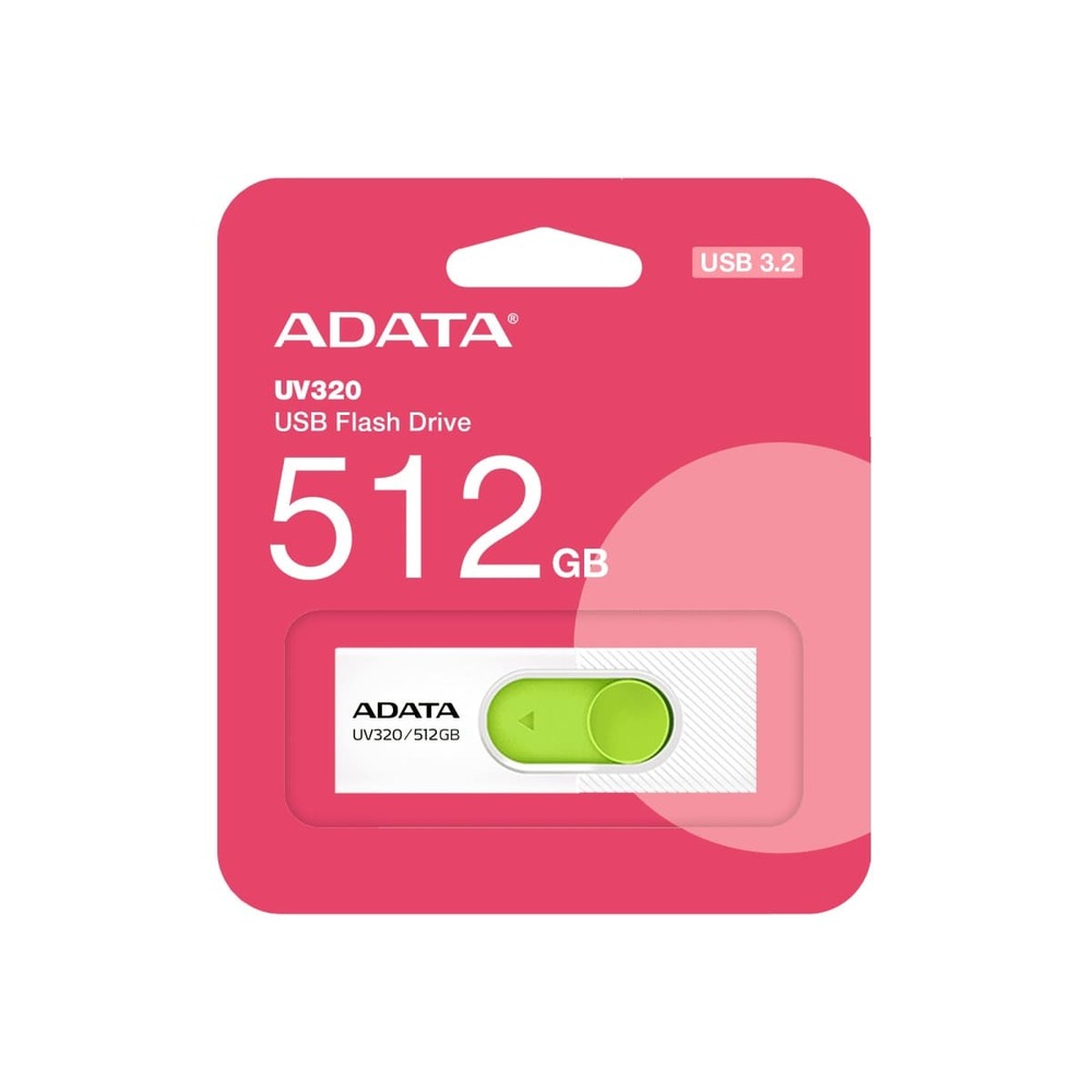MEMORIA FLASH ADATA UV320 512GB USB3.2 WHITE-GREEN (AUV320-512G-RWHGN)