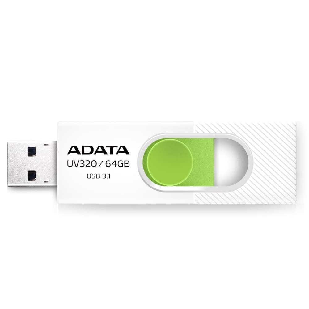MEMORIA FLASH ADATA UV320 64GB USB 3.2 WHITE-GREEN (AUV320-64G-RWHGN)